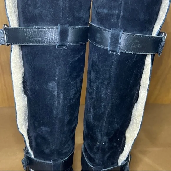 UGG US 6 Knee High Black Suede Side Buckle Tall Riding Boots Australia - Picture 6 of 15